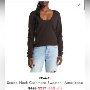 Frame Denim Scoop Neck Cashmere Sweater - Americano